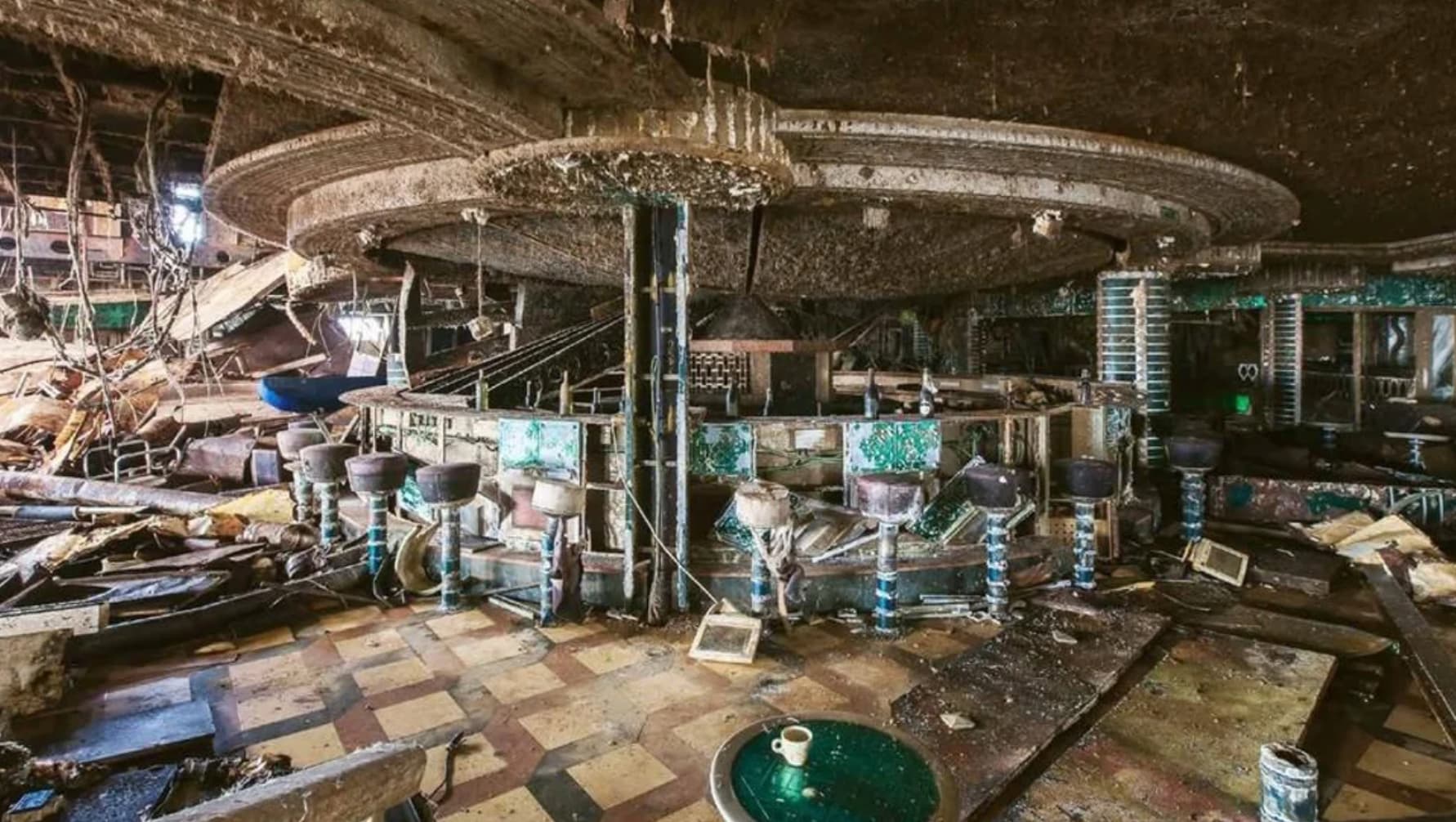 What used to be a bar inside the Costa Concordia 